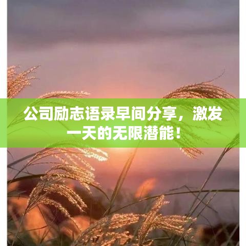 公司励志语录早间分享,激发一天的无限潜能!