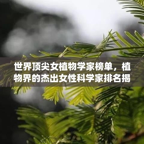 世界顶尖女植物学家榜单,植物界的杰出女性科学家排名揭晓!