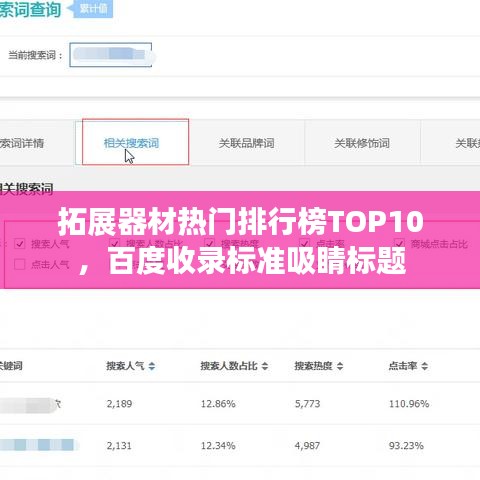 拓展器材热门排行榜TOP10,百度收录标准吸睛标题