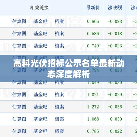 高科光伏招标公示名单最新动态深度解析